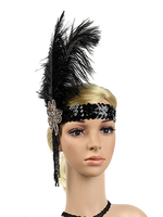 Bandeau Flapper 1920s Costume The Great Gatsby Plume Noir Coiffes Accessoires Charleston Robe Costume Vintage Femmes Déguisements Halloween