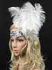 Bandeau Flapper 1920s Great Gatsby Costume Blanc Coiffes Plume Femmes Paillettes Accessoires Charleston Robe Costume Vintage Déguisements Halloween