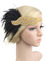 Bandeau Flapper 1920s Great Gatsby Costume Coiffes Plume Femmes Paillettes Accessoires Charleston Robe Costume Vintage Déguisements Halloween