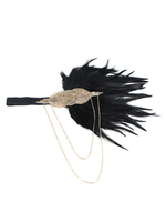 Bandeau Flapper Noir The Great Gatsby 1920s Costume Coiffes Plume Accessoires Charleston Robe Costume Vintage Femmes Déguisements Halloween