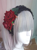 Bandeau gothique Lolita Rose à volants Coiffe Lolita noire Déguisements Halloween