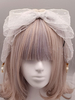 Bandeau Lolita classique Angel Street Bow Pearl Gris clair Accessoire de cheveux Lolita Déguisements Halloween