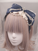 Bandeau Lolita Classique Design Métallisé Dentelle Perle Ruffle Bow Accessoire Cheveux Lolita Déguisements Halloween