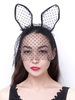 Bandeau noir pour femme avec bandeau oreille de lapin en dentelle à pois Déguisements Halloween