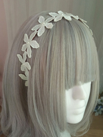 Bandeau Sweet Lolita Accessoire de Cheveux Lolita Blanc Ecru Perlé Floral Brodé Déguisements Halloween