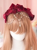 Bandeau Sweet Lolita Bandeau Velours Noeud Bow Pearl Bordeaux Lolita Accessoire Cheveux Déguisements Halloween