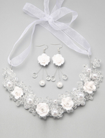 Bandeaux de mariage nuptiale bijoux cristal et boucle d’oreille frontispices poire mariage