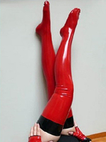 Bas de jolies femmes Latex rouge Déguisements Halloween