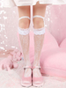 Bas en dentelle blanche Lolita à volants Chaussettes Accessoires Lolita en polyester Déguisements Halloween