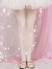 Bas Lolita Blanc Collant Jacquard Floral Velours Accessoires Lolita Déguisements Halloween