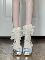 Bas Lolita doux à volants blancs accessoire en dentelle de polyester accessoires Lolita