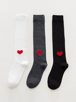 Bas Lolita Doux Chaussettes Tricotées Blanc Motif Coeurs Accessoires Lolita Déguisements Halloween
