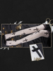 Bas lolita gothiques Maria Print Chaussettes hautes lolita blanches Déguisements Halloween
