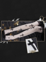 Bas lolita gothiques Maria Print Chaussettes hautes lolita blanches Déguisements Halloween