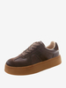 Baskets à bout rond en cuir PU marron café pour femmes Chaussures décontractées