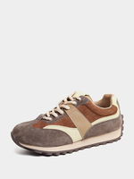 Baskets à bout rond en micro-suède camel pour femmes chaussures décontractées