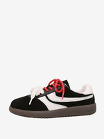 Baskets à bout rond en micro-suède noir pour femmes chaussures décontractées