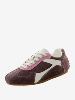Baskets à bout rond en micro-suède violet pour femmes chaussures décontractées
