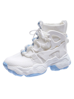 Baskets avec Plateformes Femmes à Lacets avec Bout Rond Bicolores Imprimés les Mots Chaussures de Sports