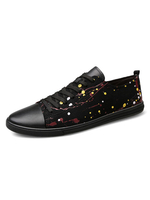 Baskets basses pour hommes Chaussures basses en cuir de vache à bout rond