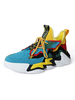Baskets bleues pour hommes; maille confortable à bout rond; bloc de couleurs jaune; chaussures de sport décontractées"idiennes