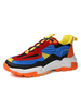 Baskets bleues pour hommes; maille confortable; bout rond; bloc de couleurs; chaussures de sport décontractées"idiennes