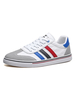 Baskets bleues pour hommes mode en cuir PU bout rond rayures rayures motif bas-hauts chaussures de planche à roulettes