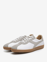 Baskets confortables en cuir de vache pour hommes chaussures de sport à bout rond et blocs de couleurs