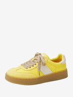 Baskets décontractées à lacets et bout rond pour femmes baskets de skate jaunes