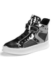 Baskets homme argent en pu vernis à rivets