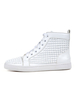 Baskets montantes pour hommes en cuir de vachette bout rond Rivets à lacets chaussures de skate