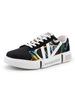 Baskets noires pour hommes confortable toile bout rond motif dillustration bas-hauts chaussures de skateboard