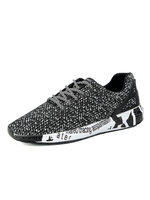 Baskets noires pour hommes; maille confortable; bout rond; bas-hauts; semelle fendue; chaussures de sport décontractées"idiennes