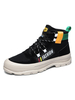 Baskets noires pour hommes motif dillustration confortable œuvre dart en cuir PU bout rond chaussures de sport