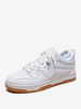 Baskets plates à bout rond en cuir PU blanc (<1") pour femmes chaussures décontractées