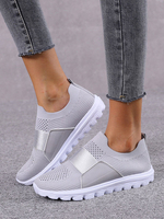 Baskets pour femmes Chaussures de sport Chaussures de sport à talon plat en maille grise