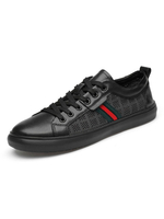 Baskets pour hommes à la mode en peau de vache bout rond bande rouge couleur horloge chaussures pour hommes