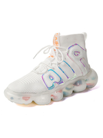 Baskets pour hommes blanches à bout rond en polyester confortable