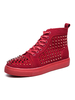 Baskets pour hommes confortables en cuir PU à bout rond; paillettes; bloc de couleur; baskets à la cheville rouges