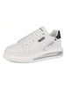 Baskets pour hommes confortables en cuir PU bout rond bloc de couleur à lacets chaussures plates blanches