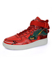 Baskets pour hommes confortables en cuir PU bout rond moine sangle chaussures de planche à roulettes rouges