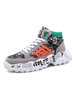 Baskets pour hommes Cozy Artwork PU cuir bout rond bas-hauts gris chaussures de sport