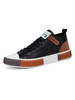 Baskets pour hommes en cuir de vachette bout rond bloc de couleur cravate réglable chaussures décontractées