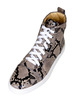 Baskets pour hommes en cuir de vachette bout rond imprimé serpent à lacets chaussures de skate montantes