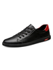 Baskets pour hommes en cuir de vachette bout rond noir bloc de couleur chaussures décontractées