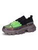 Baskets pour hommes en cuir PU à bout rond; bloc de couleur; chaussures de sport vertes