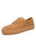 Baskets pour hommes en cuir suédé à bout rond marron chaussures plates décontractées