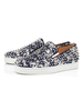 Baskets pour hommes en toile confortable à bout rond avec des œuvres dart cloutées et des baskets de taille bleu royal