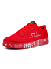 Baskets pour hommes en toile confortable à bout rond; motif dillustration; chaussures de sport rouges
