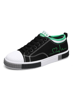 Baskets pour hommes en toile douillette bout rond géométrique bas-hauts chaussures de skateboard noires